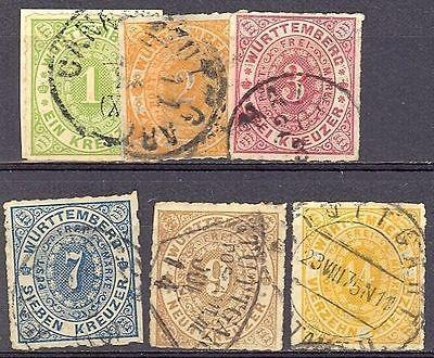 Wuerttemberg #47-52  Used VF