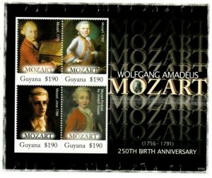 Guyana - 2007 - Wolfgang Amadeus Mozart - Sheet Of 4 - MNH