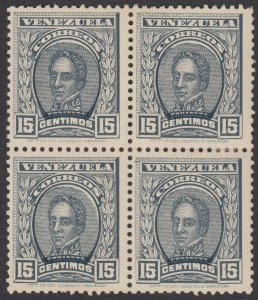 Venezuela 1911 15c Grey block. MNH/LM Mint. Scott 252, SG 336