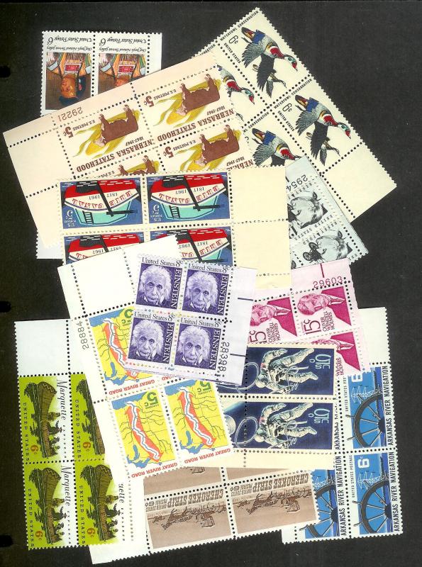 UNITED STATES Postage Lot Plate Blocks/Blocks/Strips Almost all MNH FV=$54+