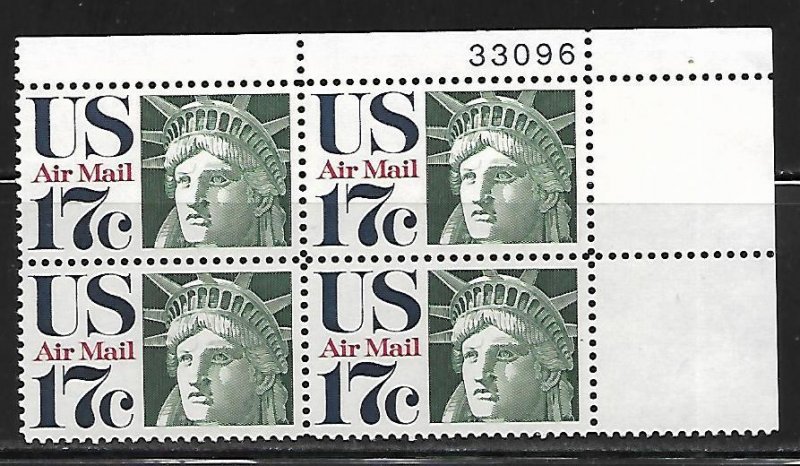 Scott C80 17c Statue of Liberty Upper Right PB #33096 F VF NH - DCV=$1.75