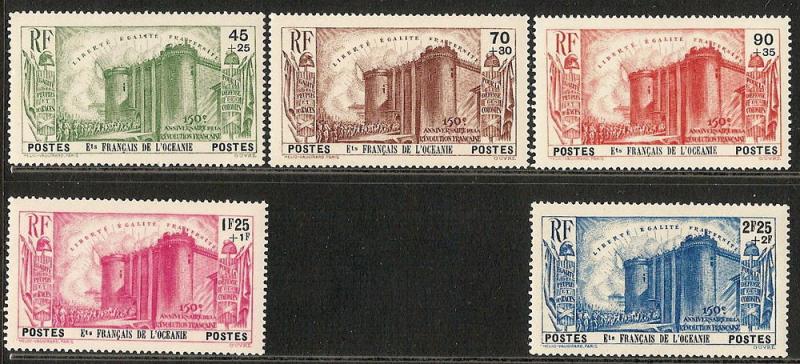 Fr. Polynesia B6-10 Mint OG 1939 French Revolution CV $70.00