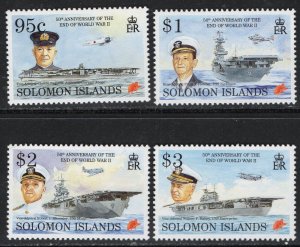 Thematic stamps SOLOMON IS 1995 END WW II CARRIERS (SHIPS) 832/5 mint