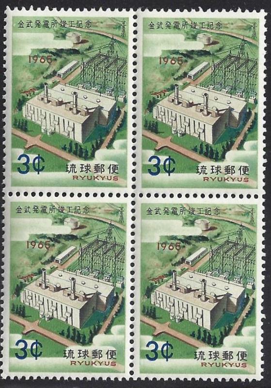 Ryukyu Islands 131 - 133 MNH Blocks of 4