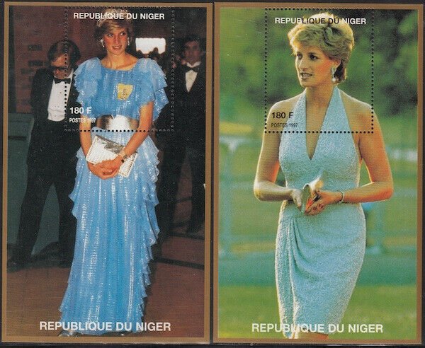 NIGER  # 008 SUPERB SET 14 DIFF of PRINCESS DI SOUVENIR SHEETS (See Description)