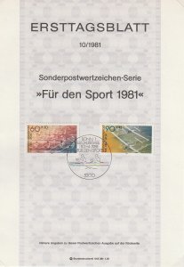 1981 Germany - FD Card (ETB) Sc B587-B588 - Sports