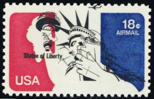 C87, 18¢ Statue of Liberty Color Shift ERROR Airmail - Mint NH - Stuart Katz