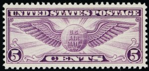 C12, 1930 Mint VF NH Winged Globe Issue Airmail Stamp (Stock photo)