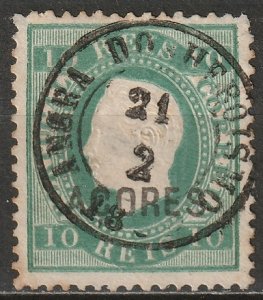 Azores 1875 Sc 31 used blue green Angra CDS toned perfs