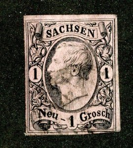 1855 Saxony Sc #10 used cv.$8 ( 2559 WWX )