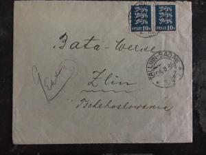 1926 Tallinn Estonia Short Paid Cover to Czechoslovakia