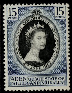 ADEN - Qu'aiti QEII SG28, 15c 1953 CORONATION, M MINT.