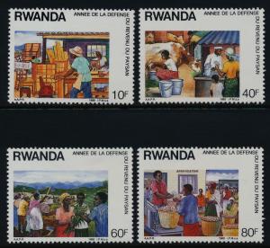 Rwanda 1302-5 MNH Rural Economy, Dairy Cows, Fruit Market, Produce Market