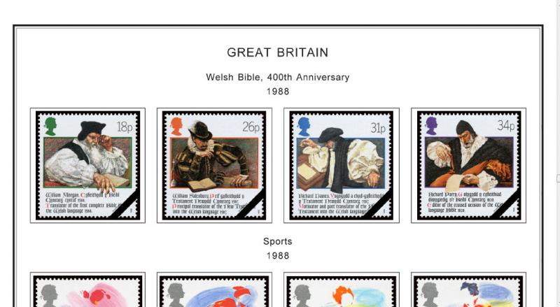 COLOR PRINTED GREAT BRITAIN 1978-1989 STAMP ALBUM  PAGES (51 illustrated pages)