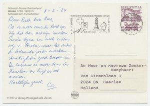 Postcard / Postmark Switzerland 1984 Chess Tournament Arosa