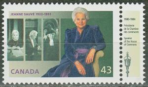 #1509 Canada MNH Jeanne Sauve with Speaker Tab