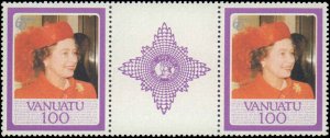 Vanuatu #414-418, Complete Set(5), Gutter Pairs, 1986, Royalty, Never Hinged