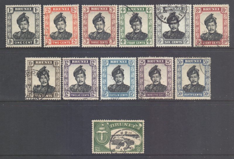 Brunei Scott 83/94 - SG100/111, 1952 Short Set to $1 used