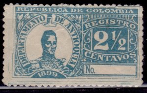 Colombia, 1899, Antioquia, Registration Stamp, 2 1/2c, used