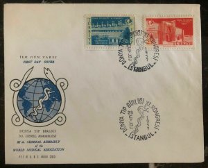 1957 Istanbul Turkey First Day Cover FDC Wold Medical Association