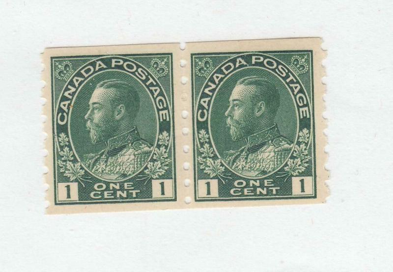 CANADA # 125 VF-MNH 1cts KGV ADMIRAL COIL PAIR  /1912 / GREEN CAT VALUE $200