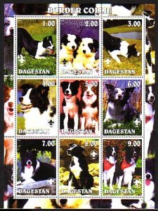 Dagestan, 2000 Russian Local. Border Collie, Dogs sheet of 9. Scout Logo. ^
