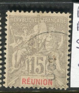 FRENCH COLONIES; REUNION 1900s classic Tablet issue used 15c. value