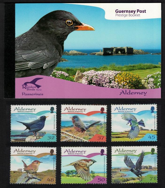 Alderney Residential Birds 2nd series Passerines Prestige Booklet of 4 sets