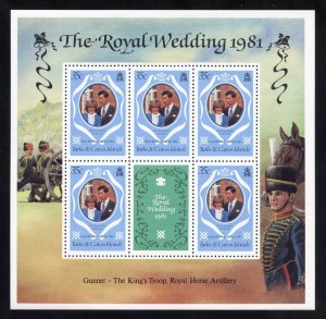 Turks and Caicos 486-88 MLH, Royal Wedding Sheetlets from 1981.