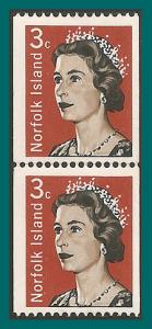 Norfolk Island 1968 Coils, MNH pair  #116,SG93