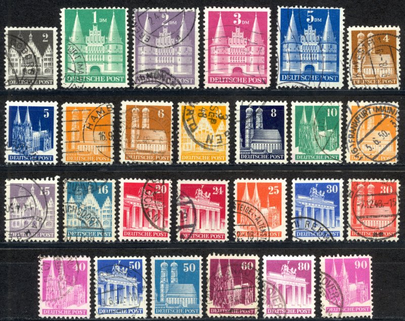 Germany Sc# 634-661 (no 20pf blue, 84pf) Used 1948 Buildings