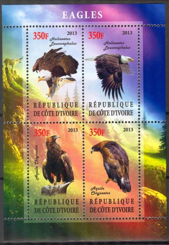 Ivory Coast 2013 Birds (2) Eagles MNH Cinderella !