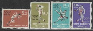 Turkey #B103-06 ~ Cplt Set of 4  ~ '64 Olympic Games ~ Mint, NH ~ (1964)