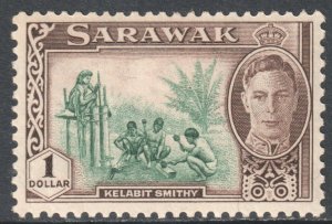 Sarawak Scott 192 - SG183, 1950 George VI $1 MH*