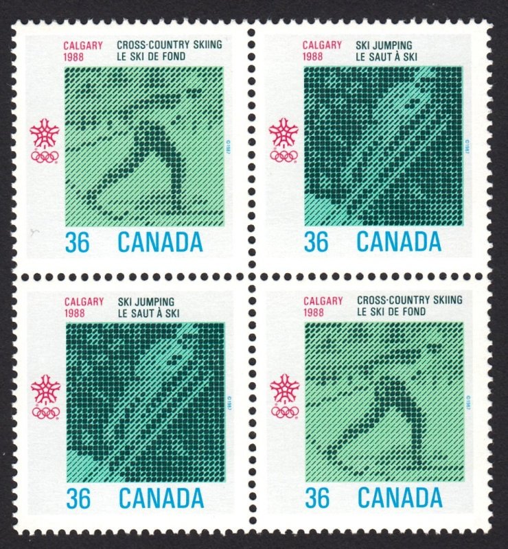 CALGARY ALBERTA 1988 WINTER OLYMPICS = Canada 1987 #1153a MNH Block of 4 V1