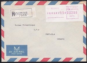 NEW CALEDONIA 1991 Registered cover Bourail to Vanuatu - Frama meter.......B1019