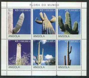 Angola 2000 Cacti sheetlet containing set of 6 values unm...