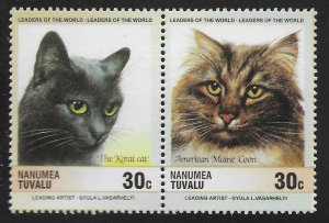 Tuvalu-Nanumea #30 30c Cats - Korat & American Maine Coon ~ MNH