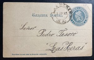 1903 Las Heras Argentina Postal Stationery Postcard Cover Locally Used