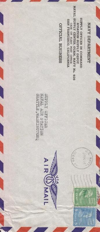 194X, Navy 926 (Guam) to NAS Seattle, WA, Airmail, #10, See Remark (8785)