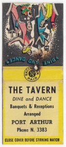 Canada Revenue 1/5¢ Excise Tax Matchbook THE TAVERN Port Arthur