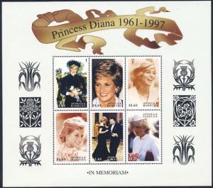 Antigua 1998 Sc 2119-20 Diana Princess of Wales SS/6 Stamp**