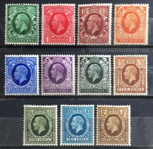 GB KGV 1934-36 1d to 1/- complete set MNH wmk Block Cypher G4608