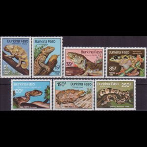 BURKINA FASO 1985 - Scott# 696-702 Reptiles Set of 7 NH