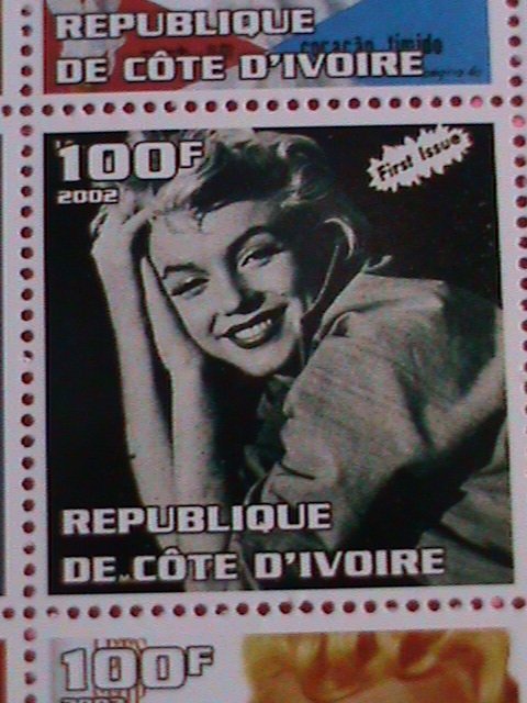 IVORY COAST STAMP-2002-SEXY MARILYN MONROE: -MNH STAMP SHEET -RARE