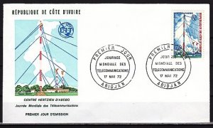 Ivory Coast, Scott cat. 328. Telecommunications issue. First day covers. ^