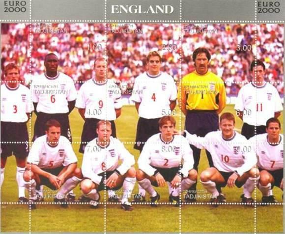 England Soccer Team -  Sheet of 9 Stamps - 20A-027