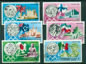 Sharjah 1968 Mi#496-501 History of the Olympic Games CTO