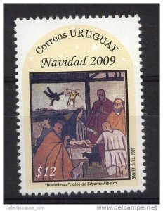 Uruguay 2009 MNH STAMP Christmas Nativity painting Oil on canvass barn