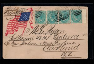 New South Wales #102 (SG #298) Very Fine Used Strip Of Four On Patriotic Cover